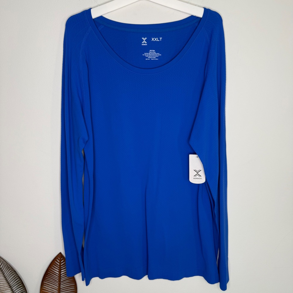 A14 Xersion Racing Blue Seamless Long Sleeve Active Top XXLT New Crewneck